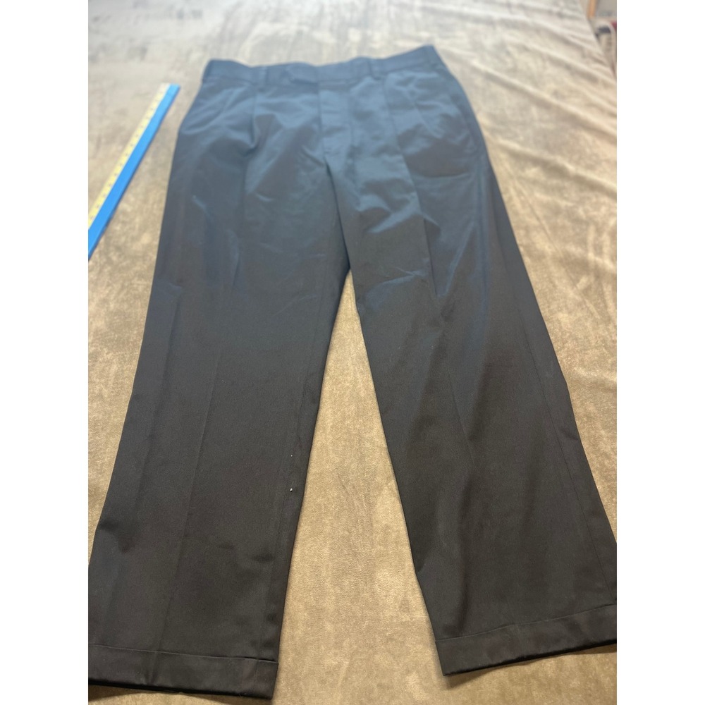 Jos A Bank Traveler's Collection Mens‎ Black Pleated Dress Pants 35x29